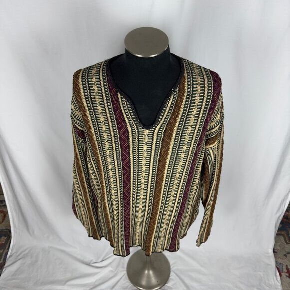 Structure Vintage Cotton / Ramie Unique V-Neck Sweater - Men’s XL - Picture 4 of 7